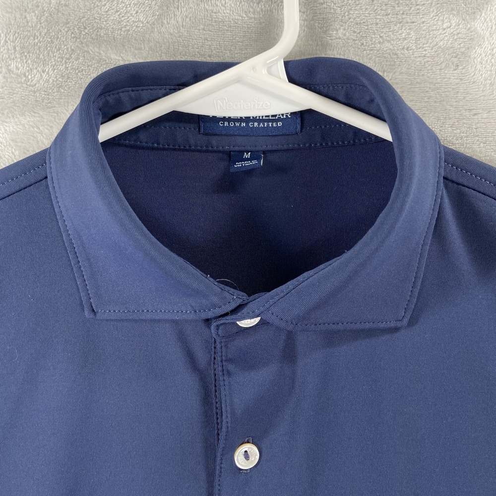 Peter Millar Shirt Mens Medium Polo Crown Crafted Golf Logo Black Lab Preppy View 3